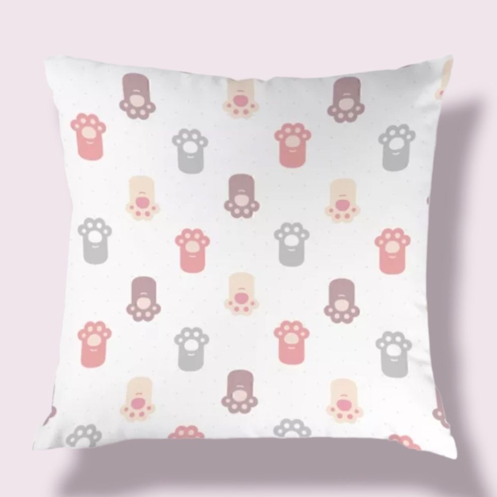 Kitty Cat Paws Print Design Zippered Pillowcase for Accent Pillow